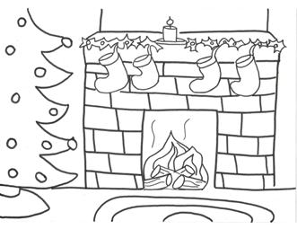 Fireplace coloring page